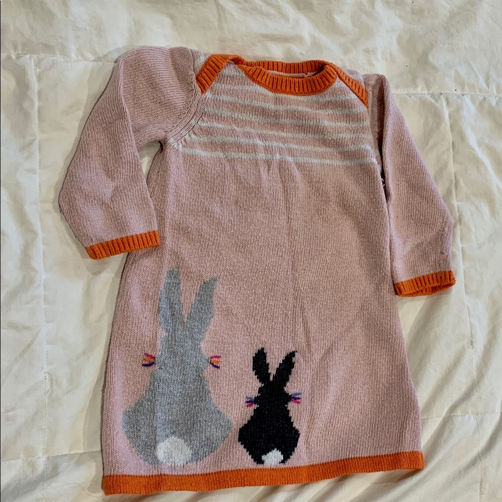 Baby Boden rabbits sweater dress